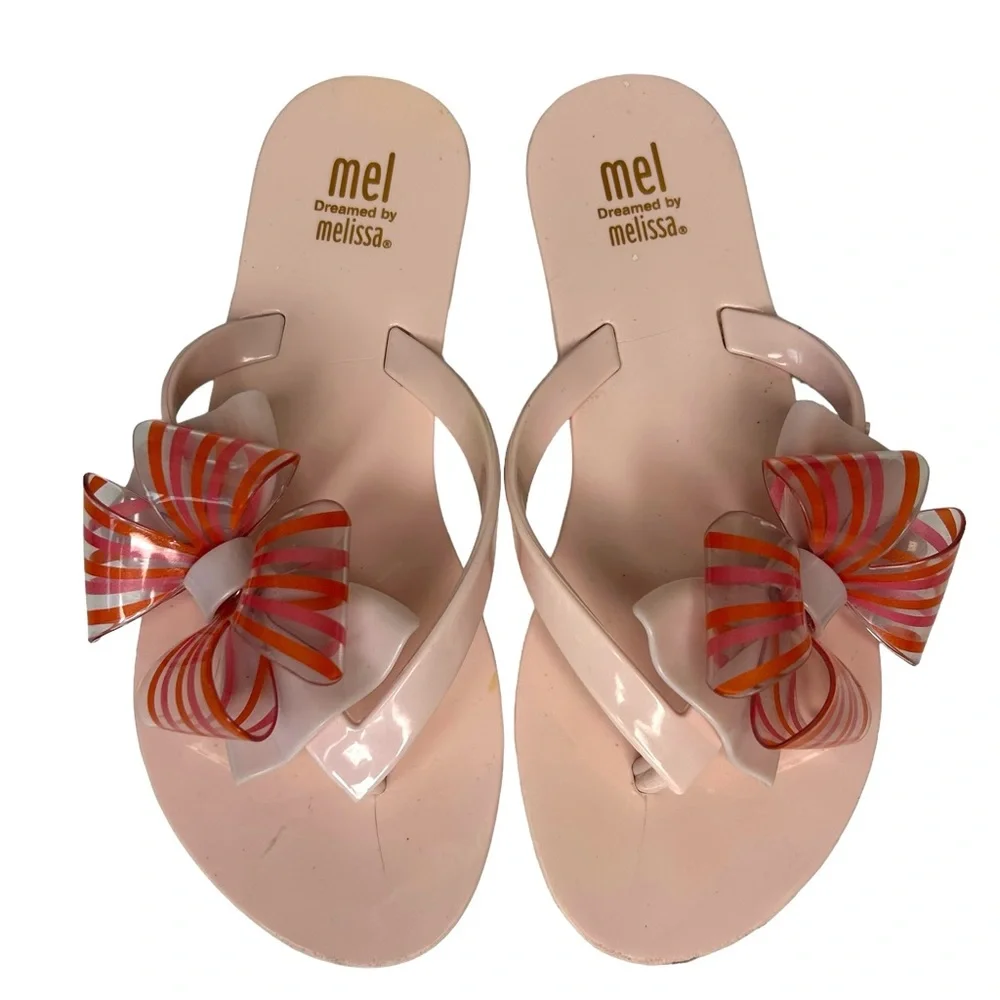 MEL MINI MELISSA Pink HarmonicSweet II Flip Flop With Oversized Bow Size‎ 13.